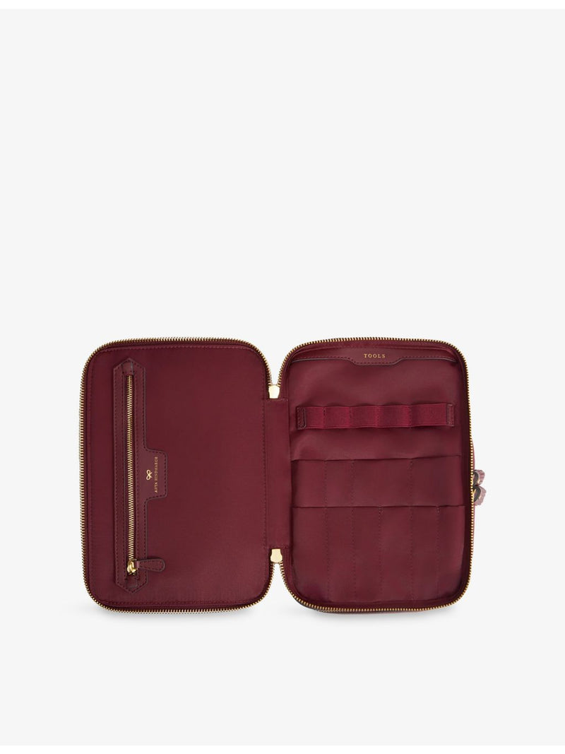 Anya Hindmarch woven cosmetics case logo jacquard, UK version