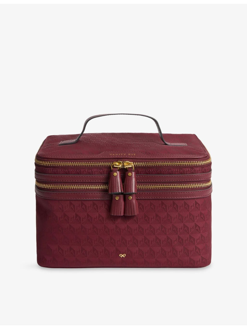 Anya Hindmarch woven cosmetics case logo jacquard, UK version