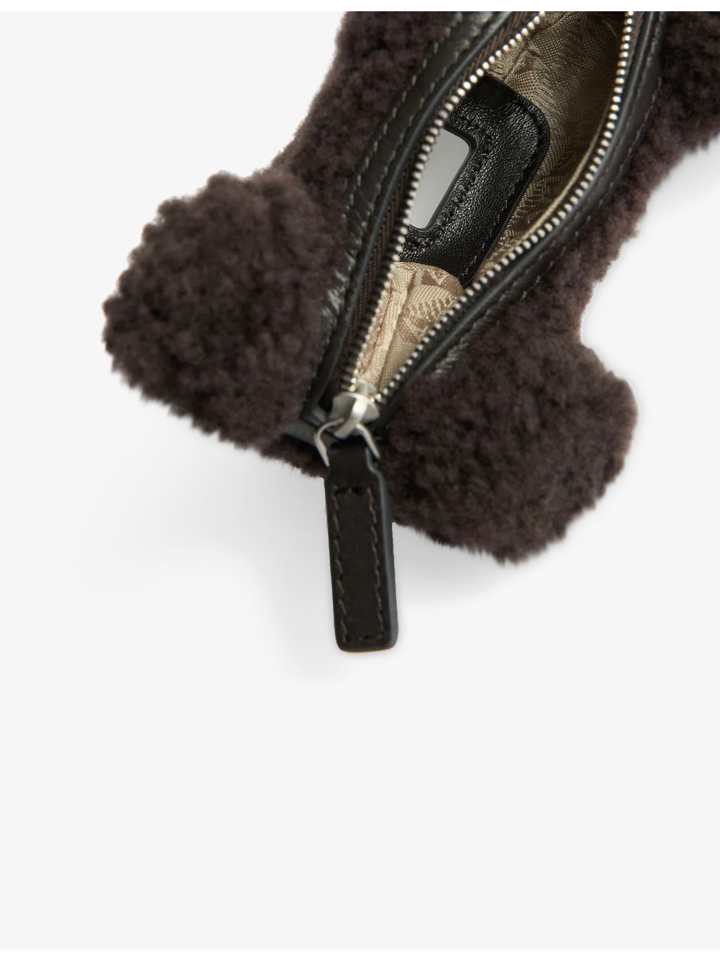 Anya Hindmarch dog poo shearling bag charm with leather collar - British product