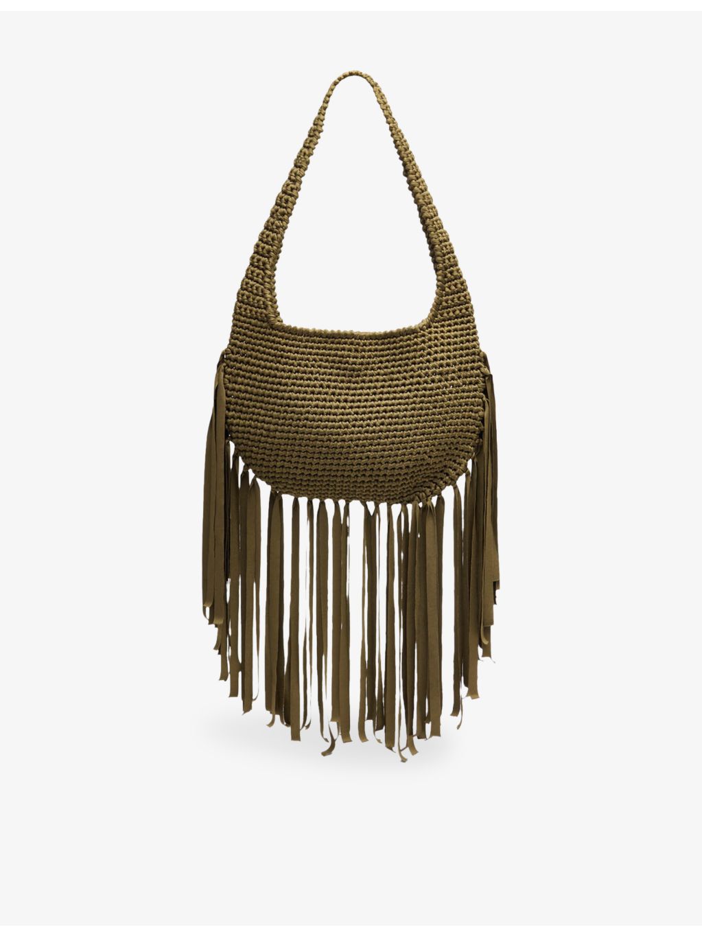 Whistles fringed crochet shoulder bag, imported from the UK