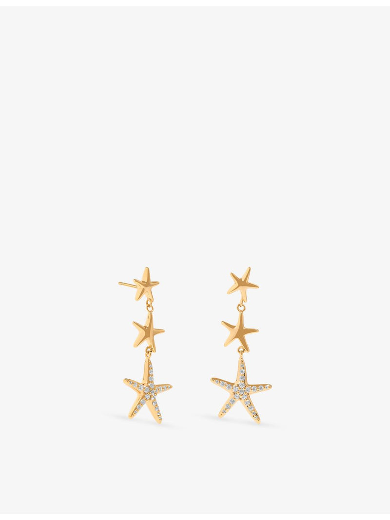 Astrid & Miyu 18ct gold-plated starfish cubic zirconia drop earrings, UK version
