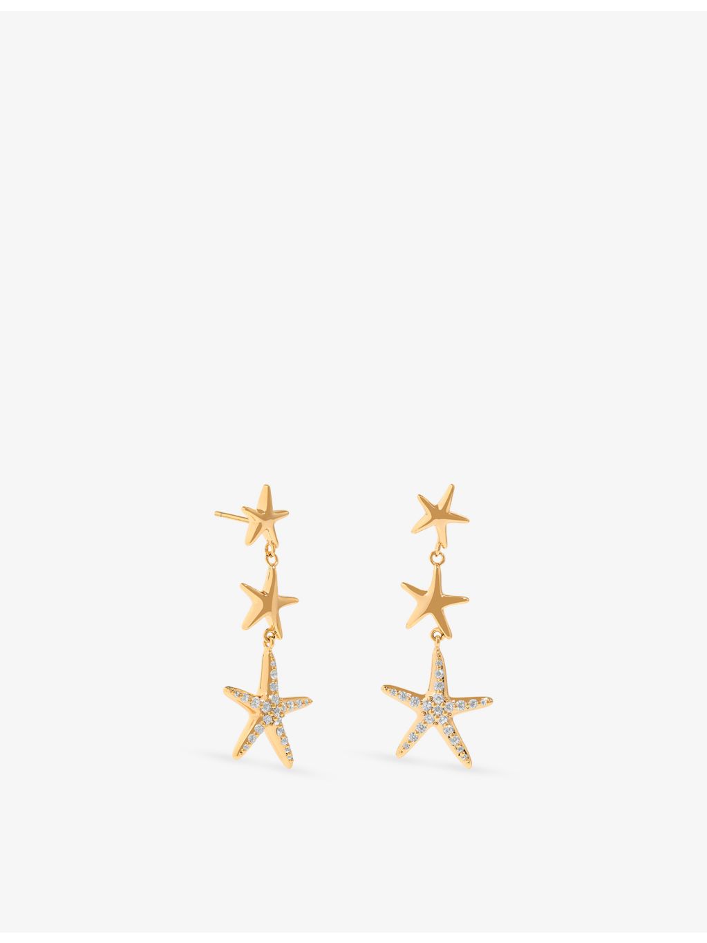 Astrid & Miyu 18ct gold-plated starfish cubic zirconia drop earrings, UK version
