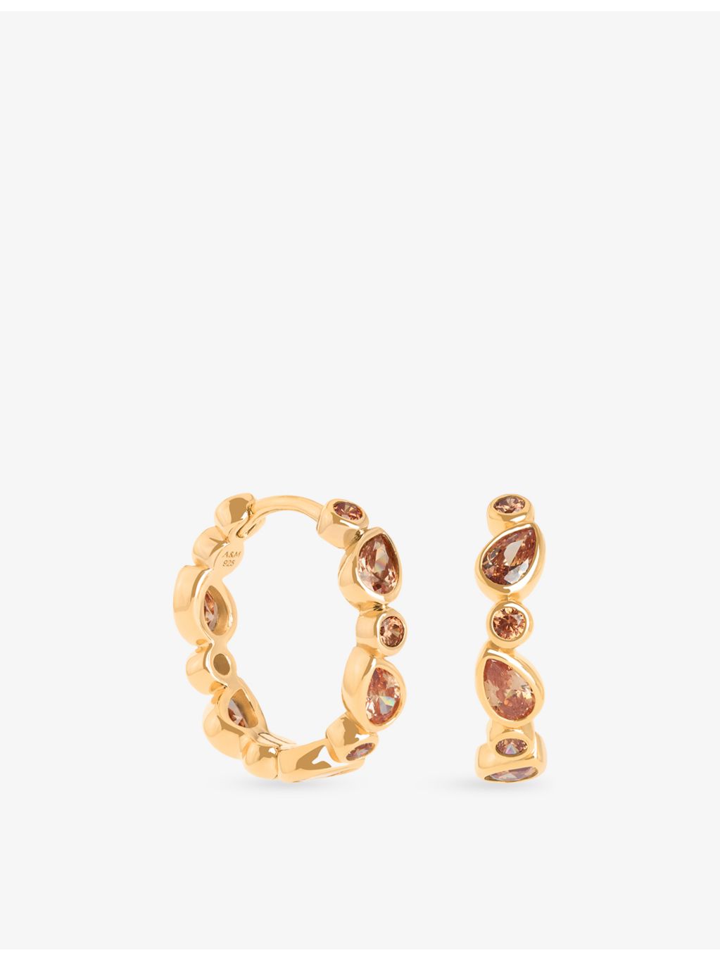 Astrid & Miyu gold-plated cubic zirconia hoop earrings, imported from the UK
