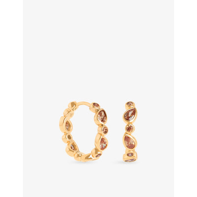 selfridges Astrid & Miyu Sunset Pear 18ct Gold-Plated Sterling-Silver and Cubic Zirconia Hoop Earrings- Buy online at McGrocer