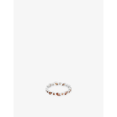 selfridges Astrid & Miyu Sunset Pear Rhodium-Plated Sterling Silver and Cubic Zirconia Band Ring- Buy online at McGrocer