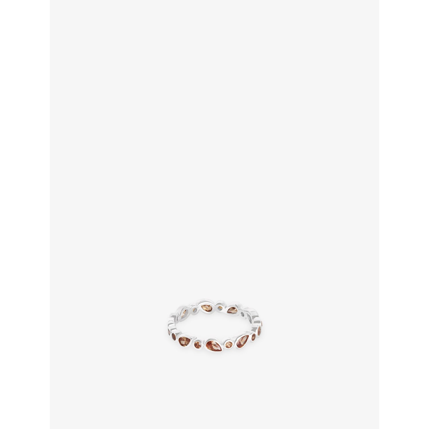 Sunset Pear Rhodium-Plated Sterling-Silver and Cubic Zirconia Band Ring - L