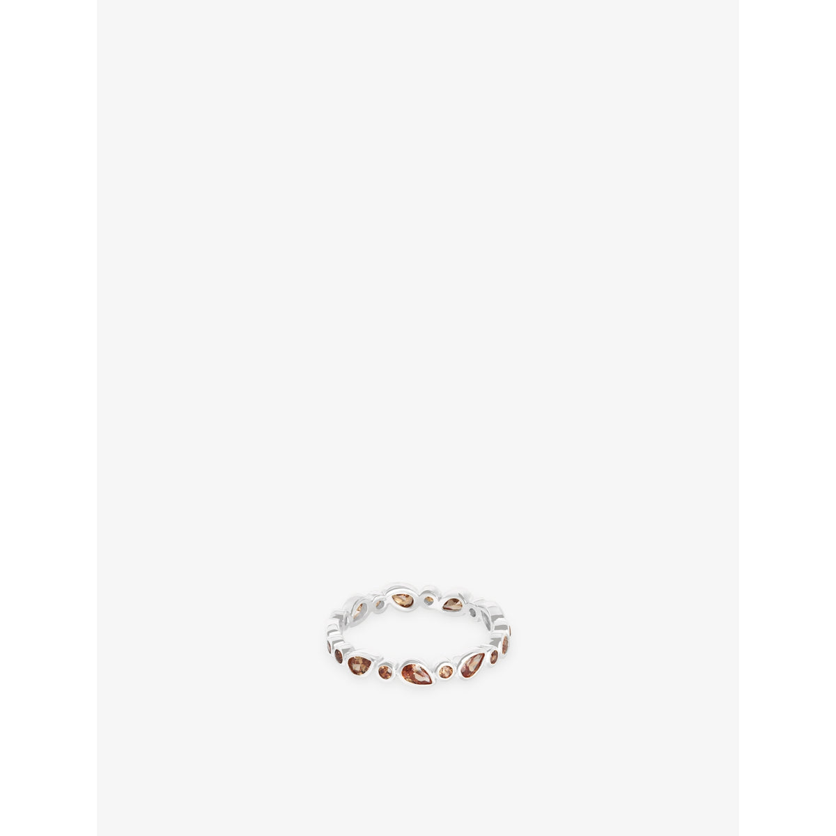 Sunset Pear Rhodium-Plated Sterling-Silver and Cubic Zirconia Band Ring - L