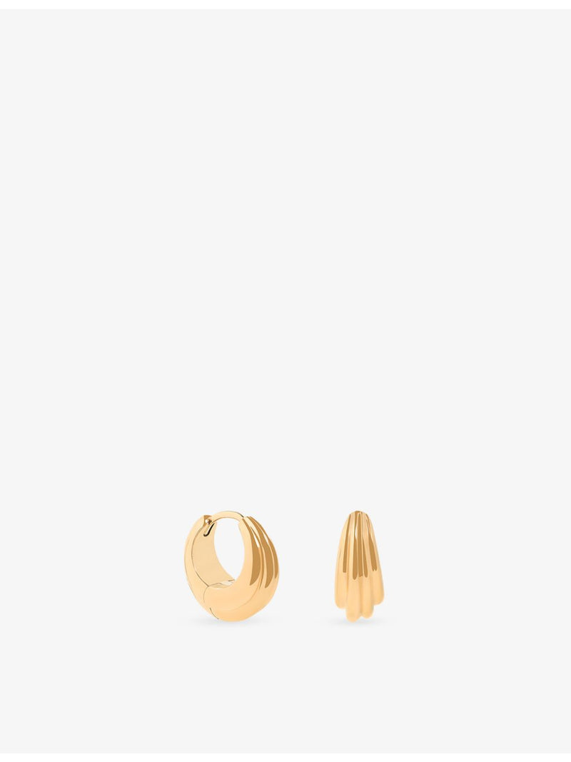 Astrid & Miyu 18ct gold-plated brass huggie hoop earrings, imported from the UK