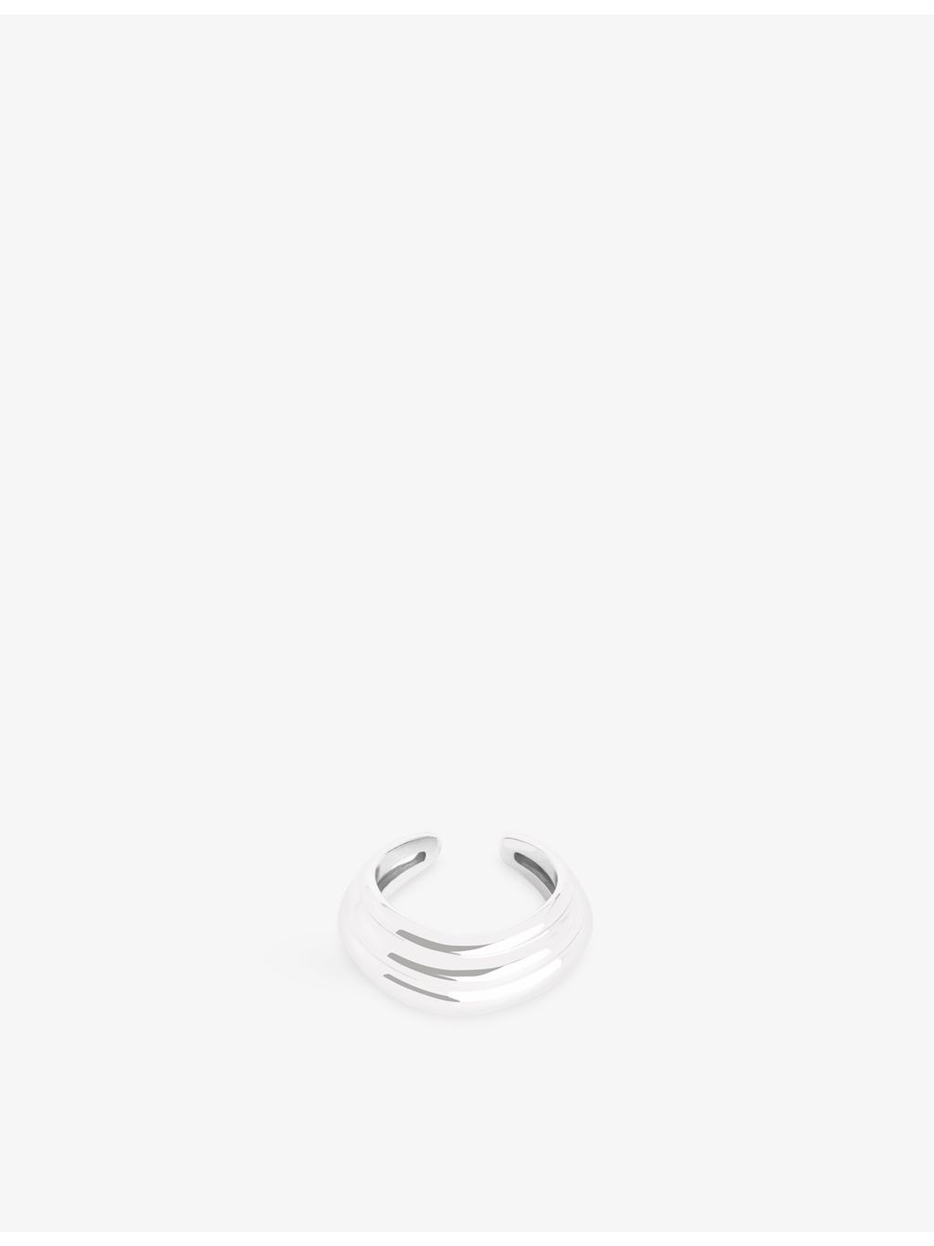Astrid & Miyu ripple wave ear cuff in rhodium-plated sterling silver - British product