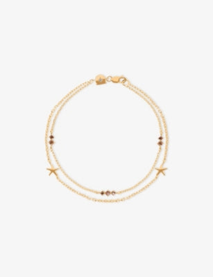 Astrid & Miyu Starfish Double Chain 18ct Gold-Plated Sterling Silver and Cubic Zirconia Bracelet