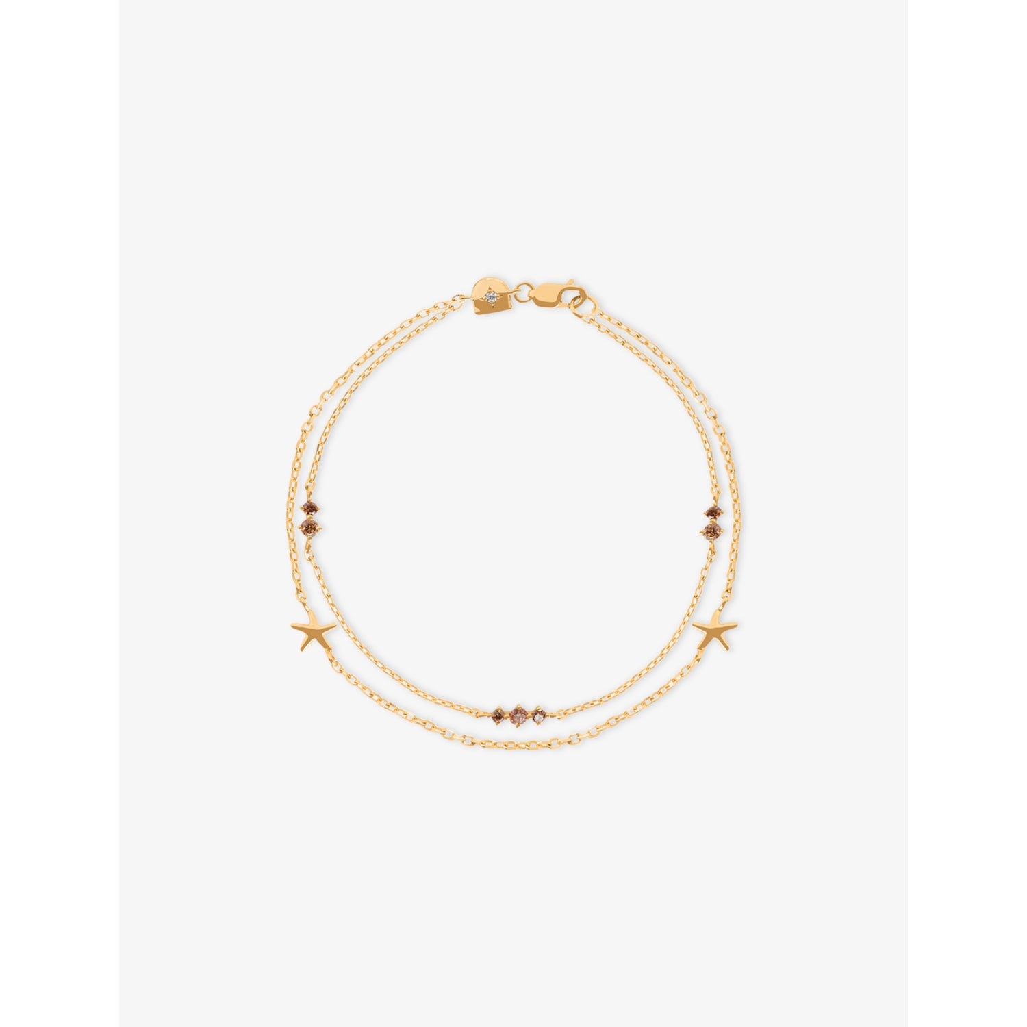 Starfish Double Chain 18ct Gold-Plated Sterling-Silver and Cubic Zirconia Bracelet - 16.5CM
