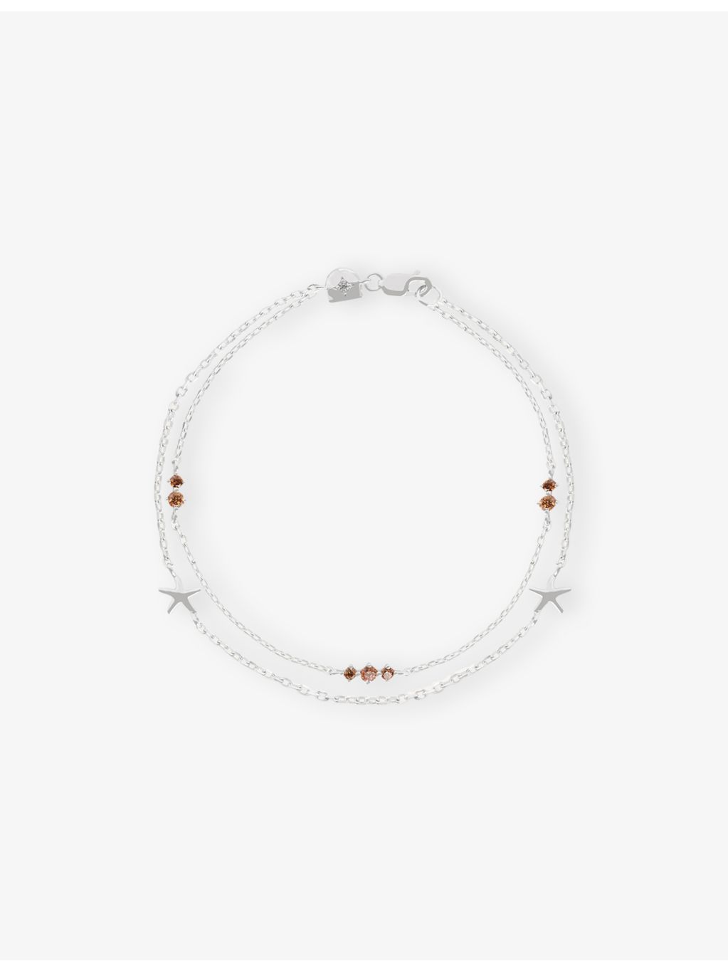 Astrid & Miyu starfish double chain bracelet with cubic zirconia (British brand)