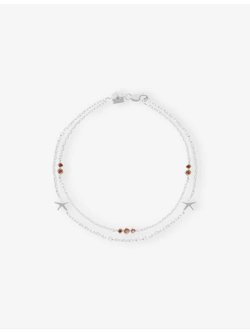 Astrid & Miyu starfish double chain bracelet with cubic zirconia (British brand)