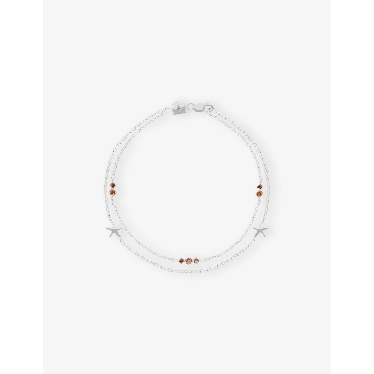 Starfish Double Chain Rhodium-Plated Sterling-Silver and Cubic Zirconia Bracelet - 16.5CM