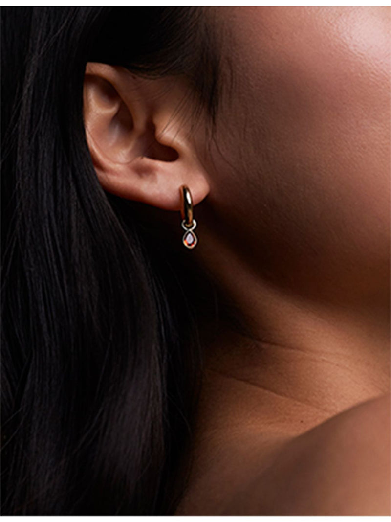 Astrid & Miyu pear-cut cubic zirconia hoop earrings, imported from the UK