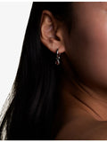 Astrid & Miyu rhodium-plated silver pear charm hoop earrings (British brand)