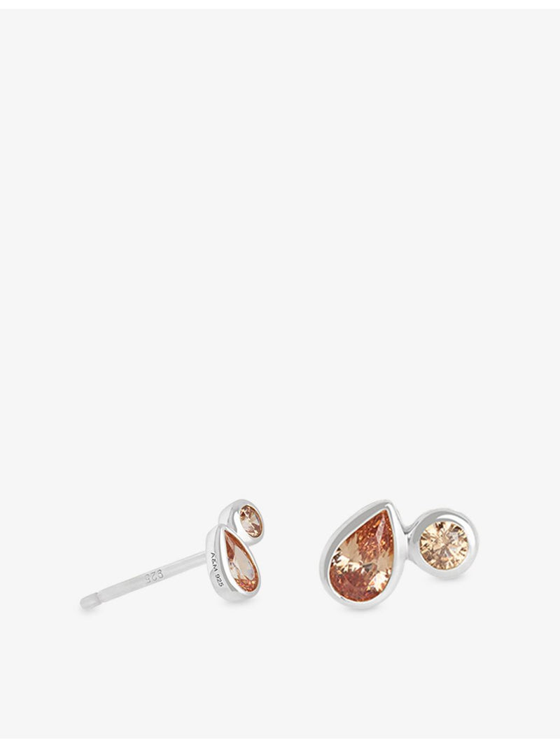 Astrid & Miyu orange cubic zirconia stud earrings, imported from the UK