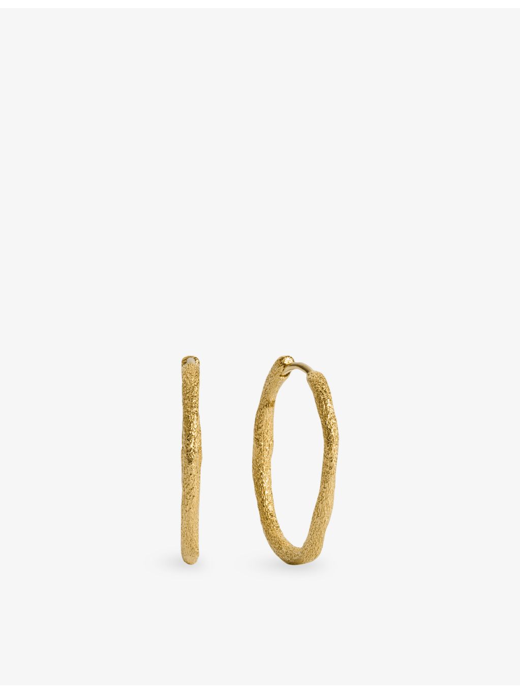 Monica Vinader Antica textured slim medium gold vermeil hoop earrings - British product