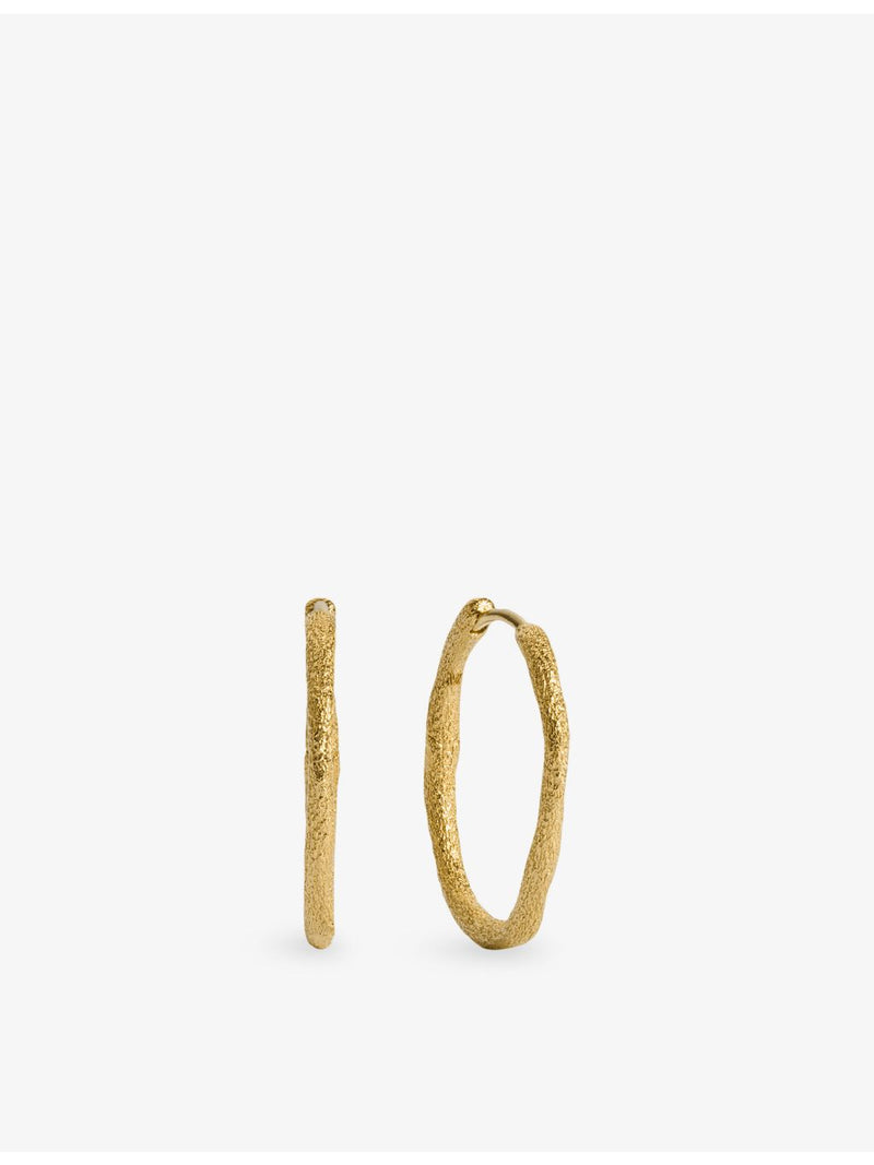 Monica Vinader Antica textured slim medium gold vermeil hoop earrings - British product