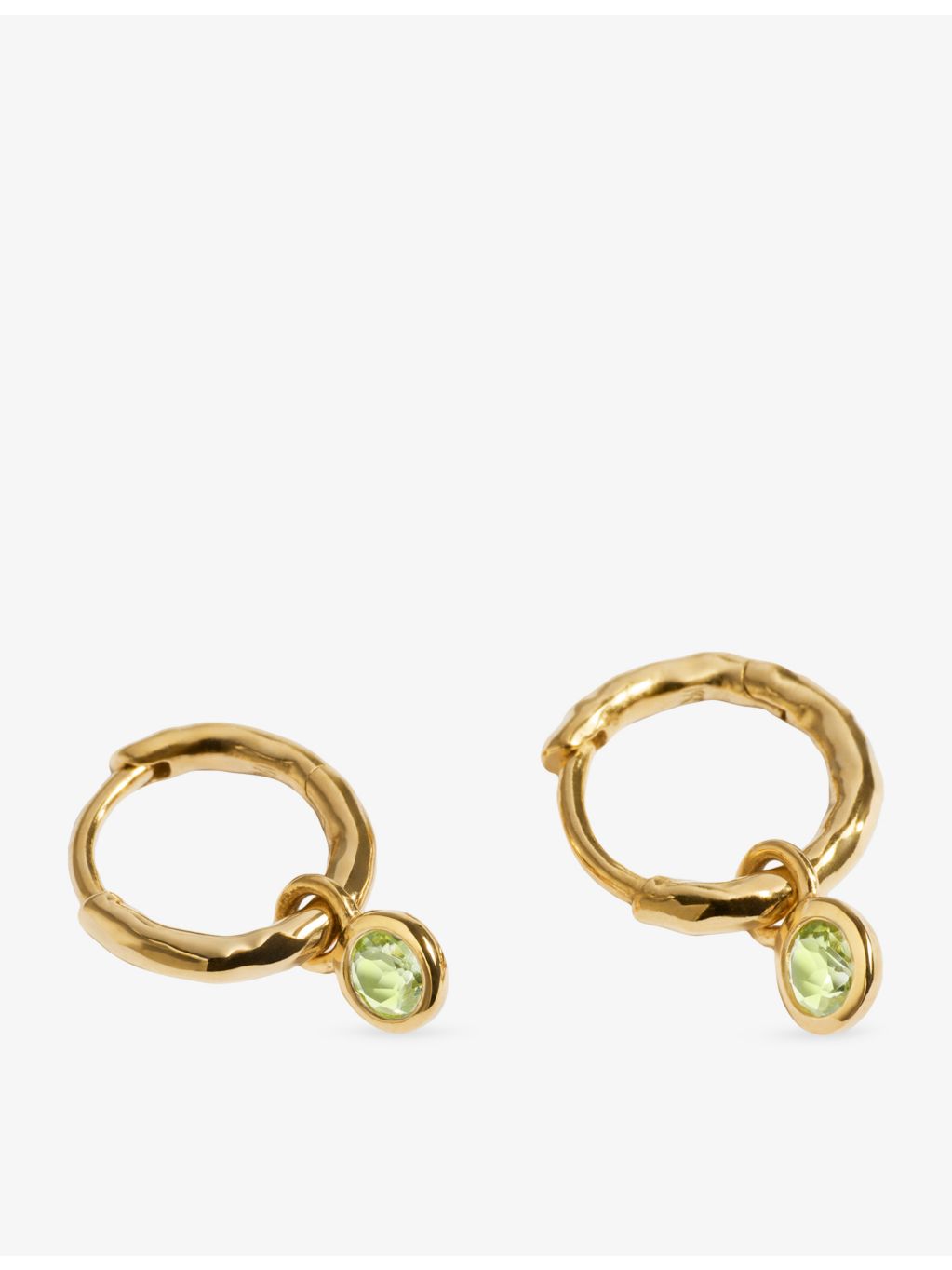 Monica Vinader 9mm peridot huggie earrings in 18ct gold vermeil - British product