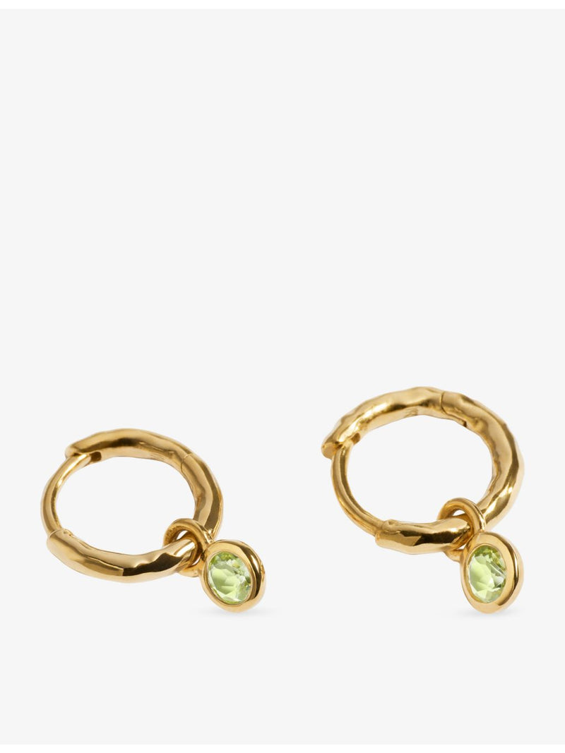 Monica Vinader 9mm peridot huggie earrings in 18ct gold vermeil - British product