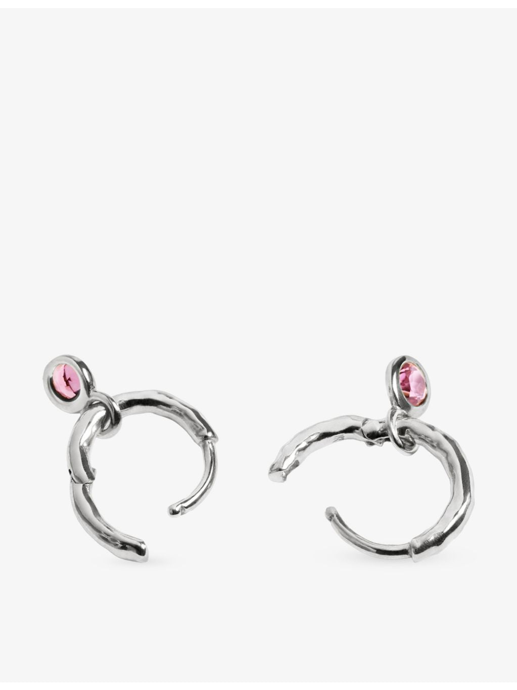 Monica Vinader pink tourmaline huggie earrings in sterling silver - British product