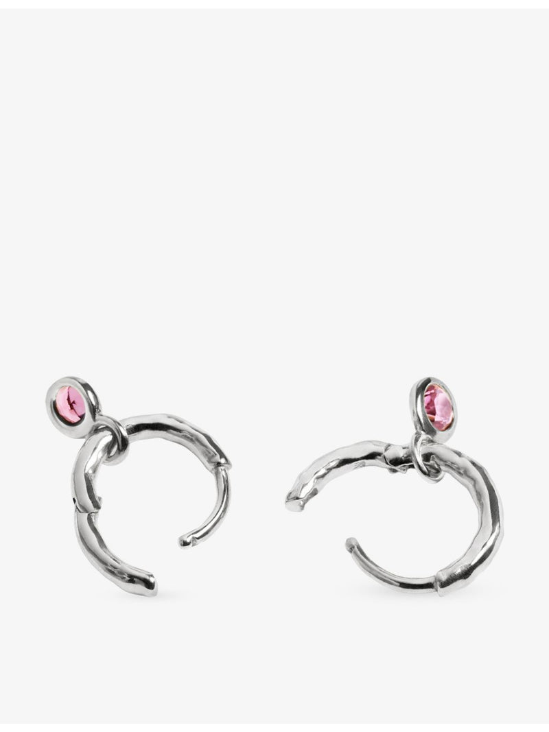 Monica Vinader pink tourmaline huggie earrings in sterling silver - British product