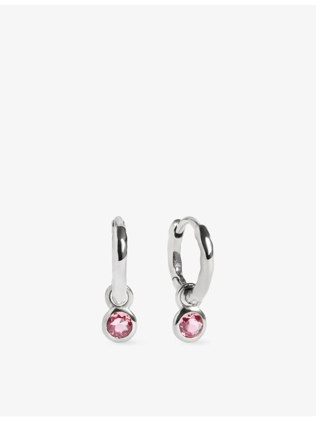 Monica Vinader pink tourmaline huggie earrings in sterling silver - British product