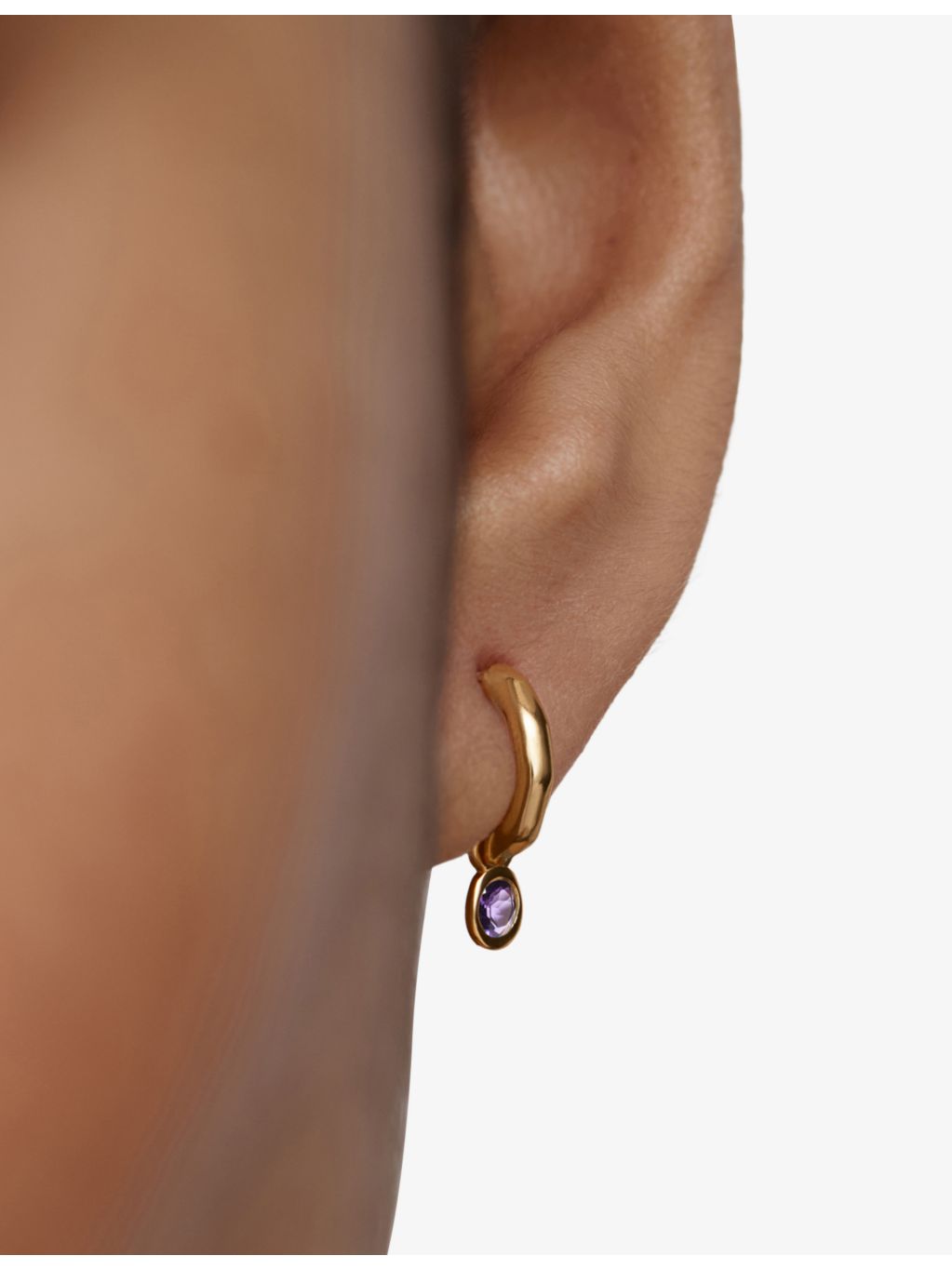 Monica Vinader 18ct yellow-gold vermeil amethyst huggie earrings - British product