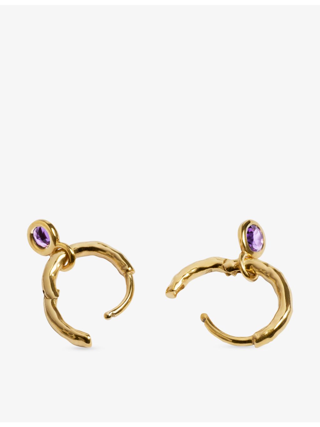 Monica Vinader 18ct yellow-gold vermeil amethyst huggie earrings - British product