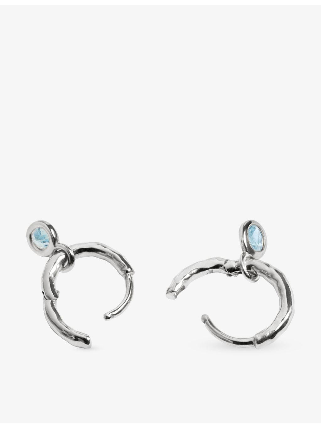 Monica Vinader sterling silver aquamarine huggie earrings - British product