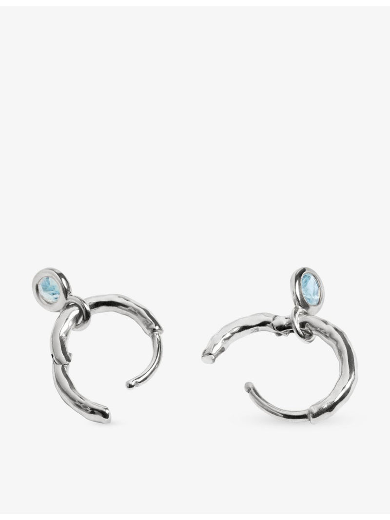 Monica Vinader sterling silver aquamarine huggie earrings - British product