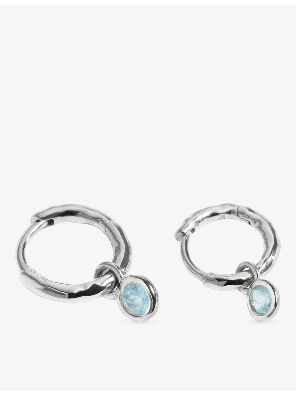 Monica Vinader sterling silver aquamarine huggie earrings - British product