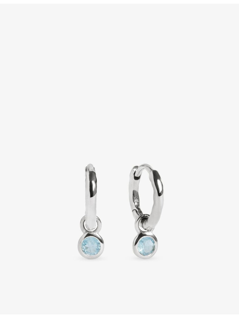 Monica Vinader sterling silver aquamarine huggie earrings - British product
