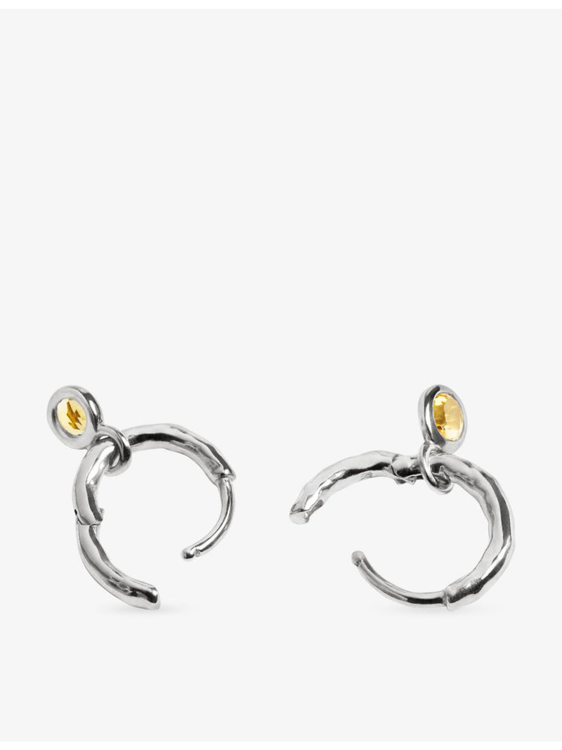 Monica Vinader citrine huggie earrings sterling silver 9mm (British brand)