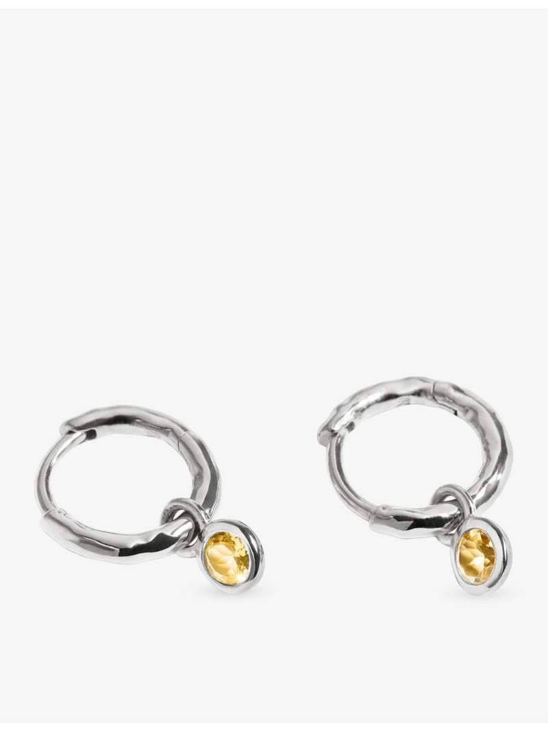 Monica Vinader citrine huggie earrings sterling silver 9mm (British brand)