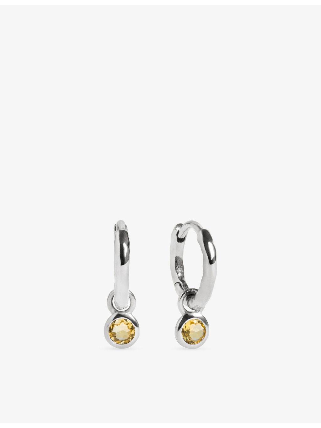 Monica Vinader citrine huggie earrings sterling silver 9mm (British brand)