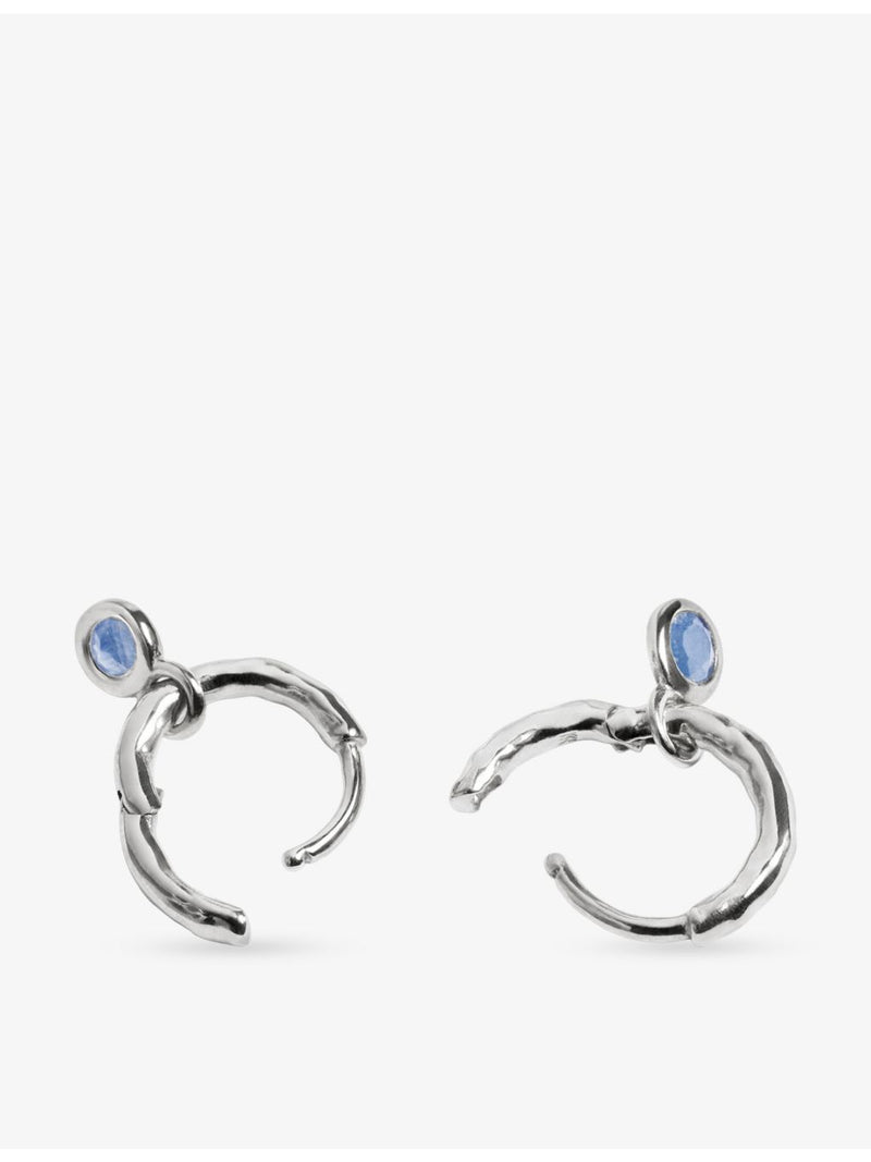 Monica Vinader sterling silver huggie earrings blue sapphire 9mm (British brand)