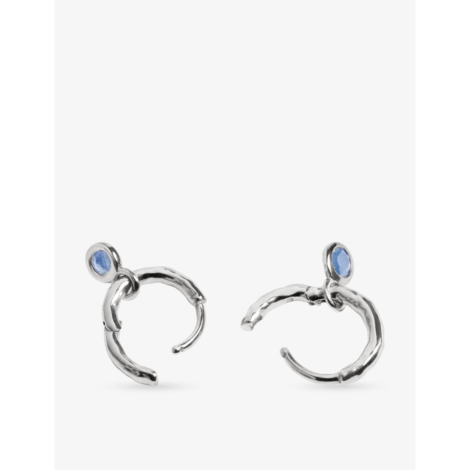 Monica Vinader sterling silver huggie earrings blue sapphire 9mm (British brand)