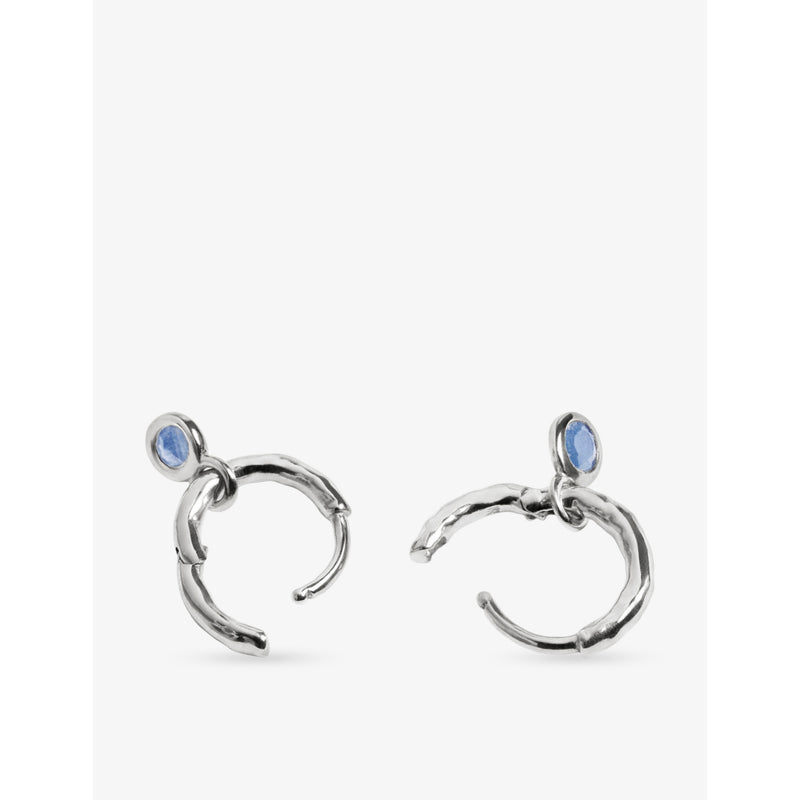 Monica Vinader sterling silver huggie earrings blue sapphire 9mm (British brand)