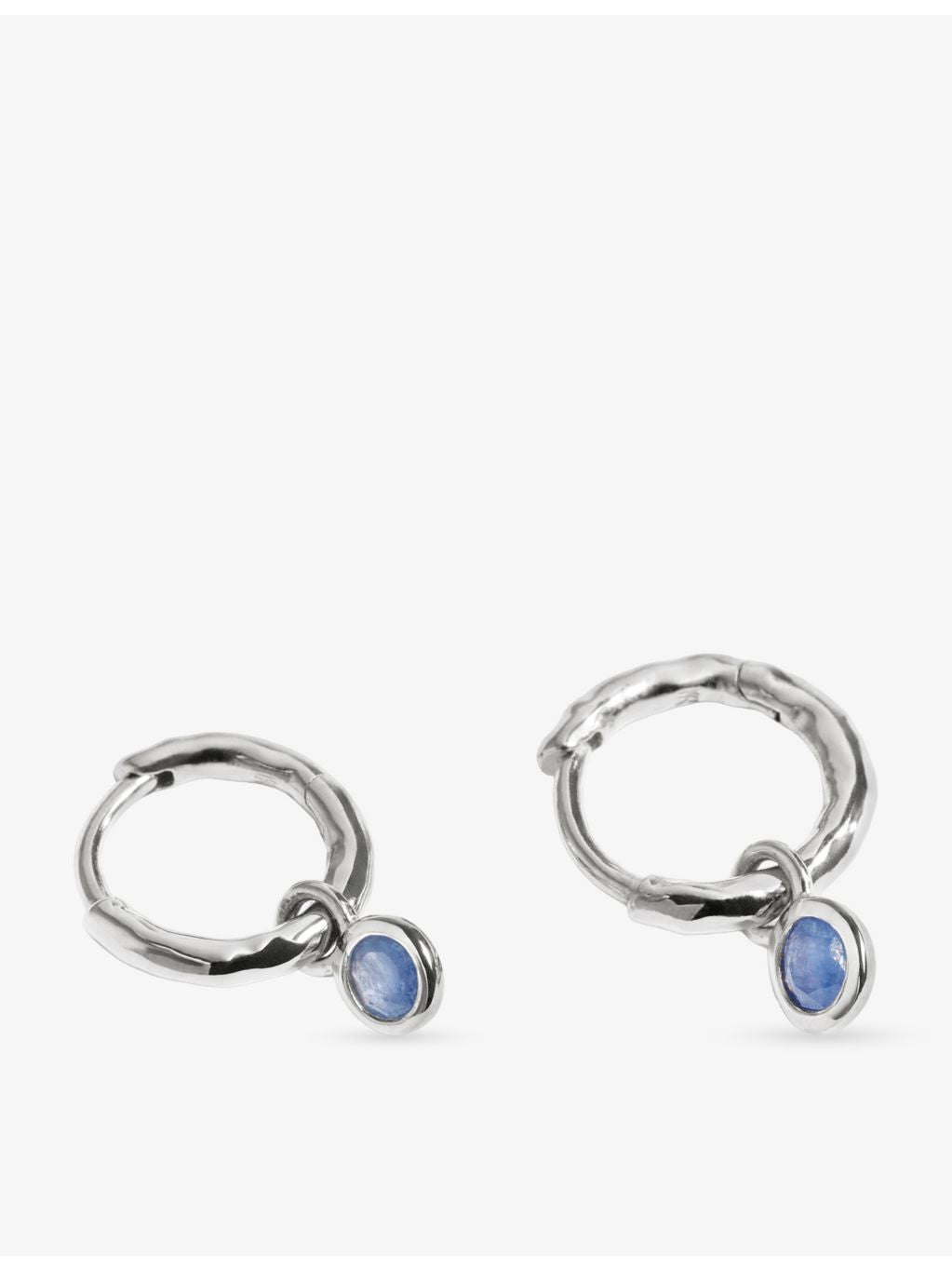 Monica Vinader sterling silver huggie earrings blue sapphire 9mm (British brand)