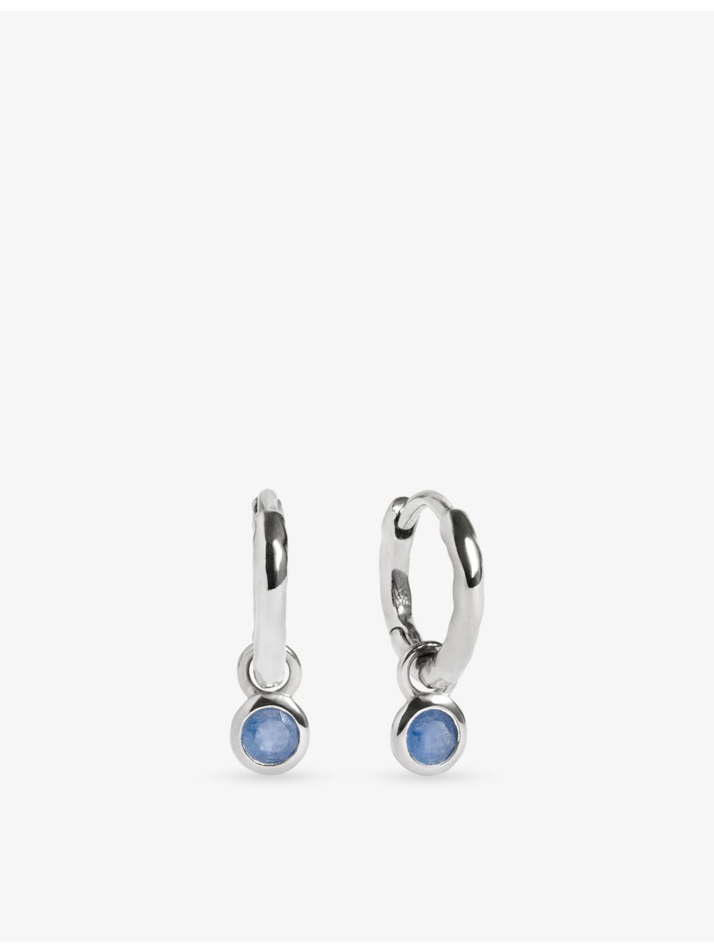 Monica Vinader sterling silver huggie earrings blue sapphire 9mm (British brand)