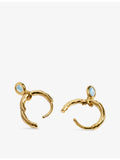Monica Vinader 18ct gold vermeil aquamarine huggie earrings (British brand)