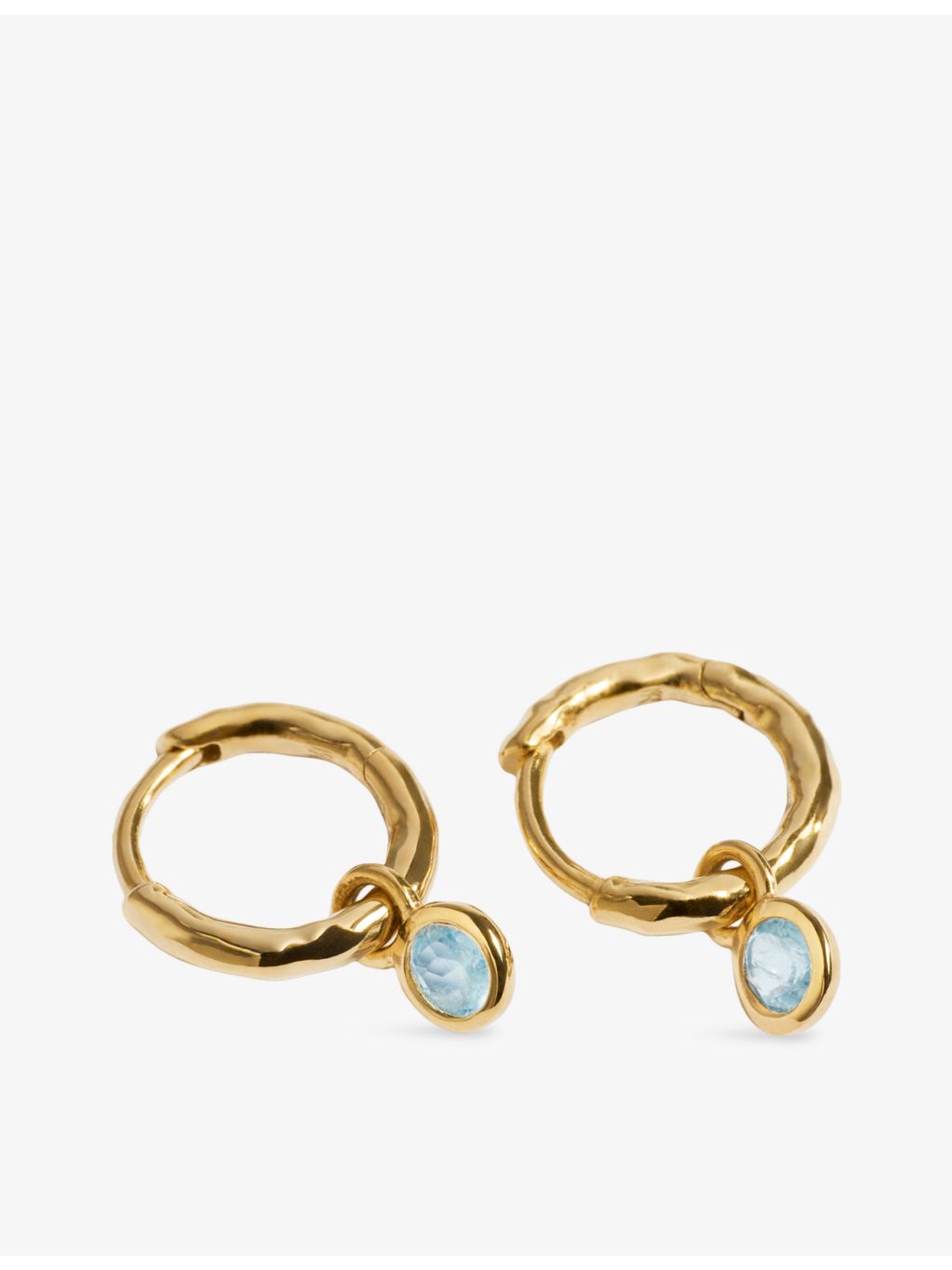 Monica Vinader 18ct gold vermeil aquamarine huggie earrings (British brand)