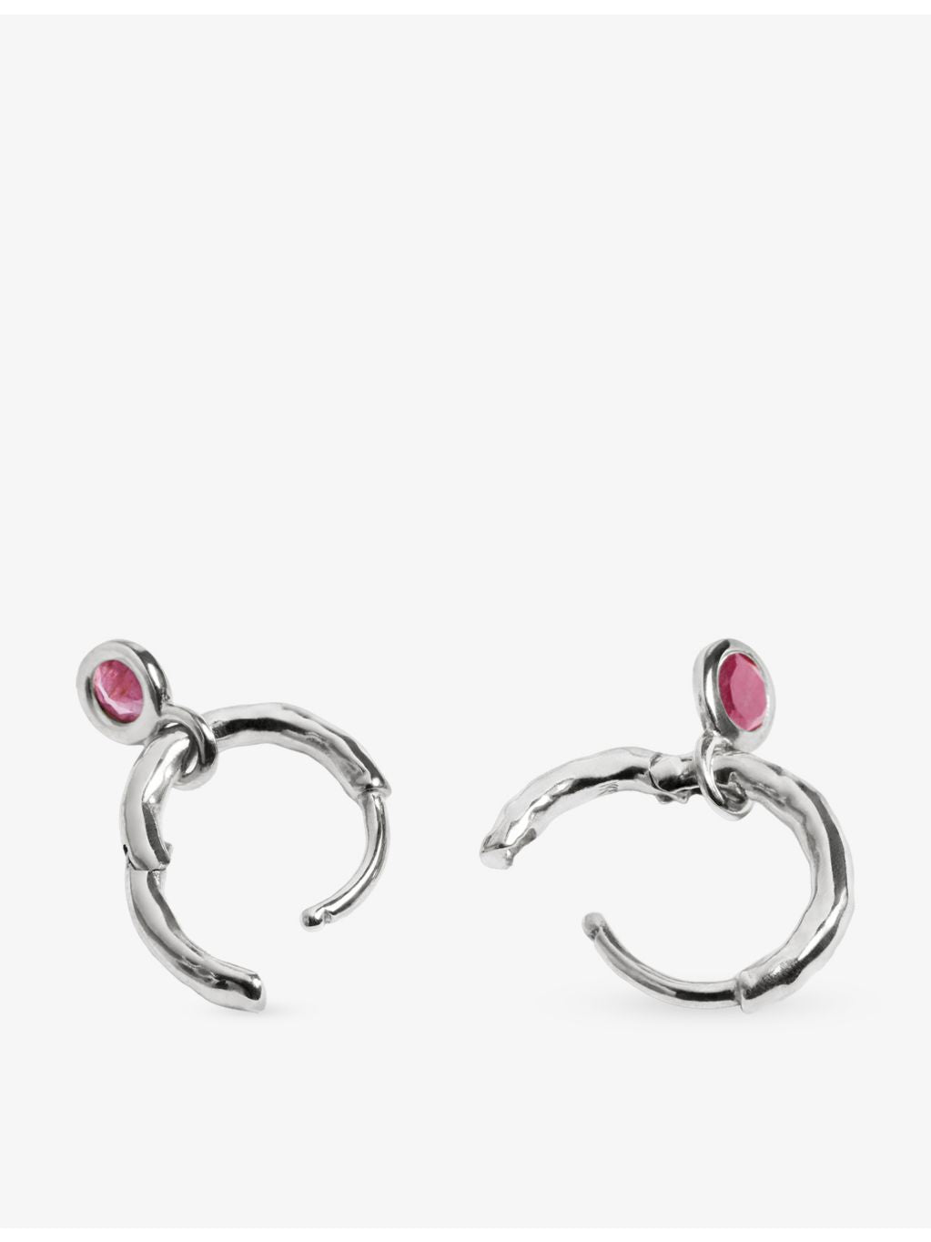 Monica Vinader ruby huggie earrings 9mm, imported from the UK