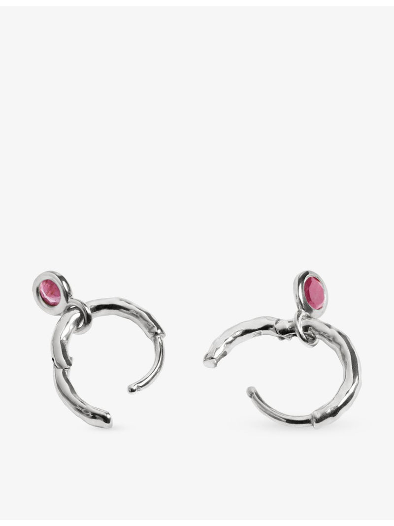 Monica Vinader ruby huggie earrings 9mm, imported from the UK
