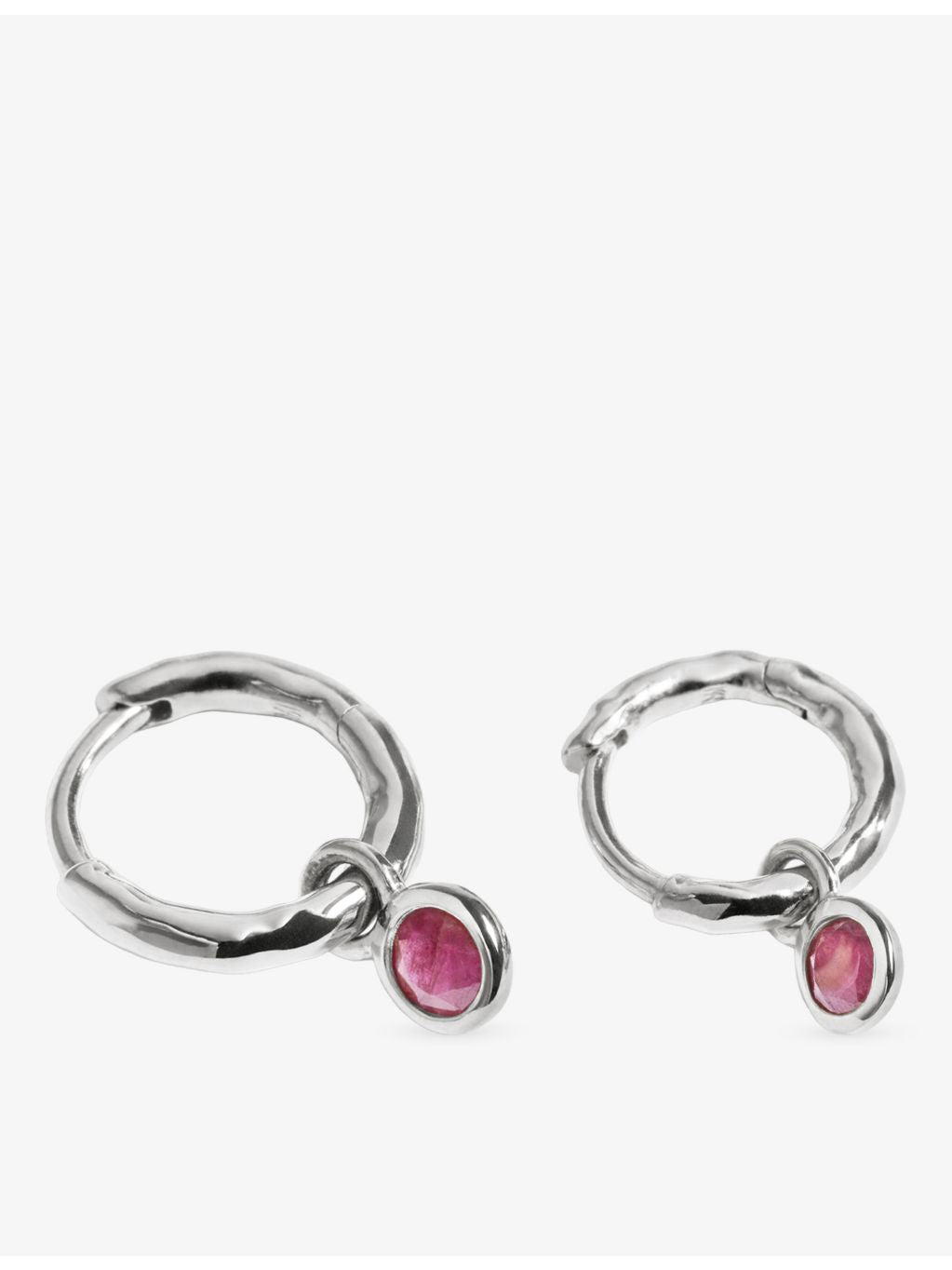 Monica Vinader ruby huggie earrings 9mm, imported from the UK