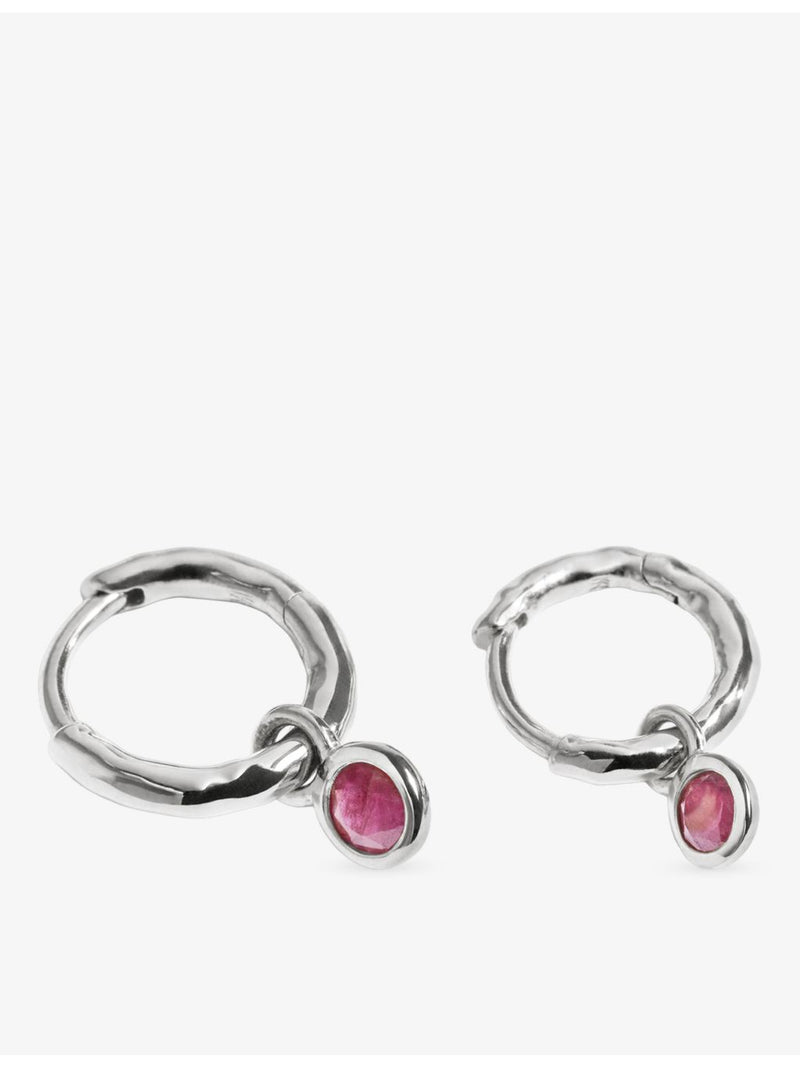 Monica Vinader ruby huggie earrings 9mm, imported from the UK