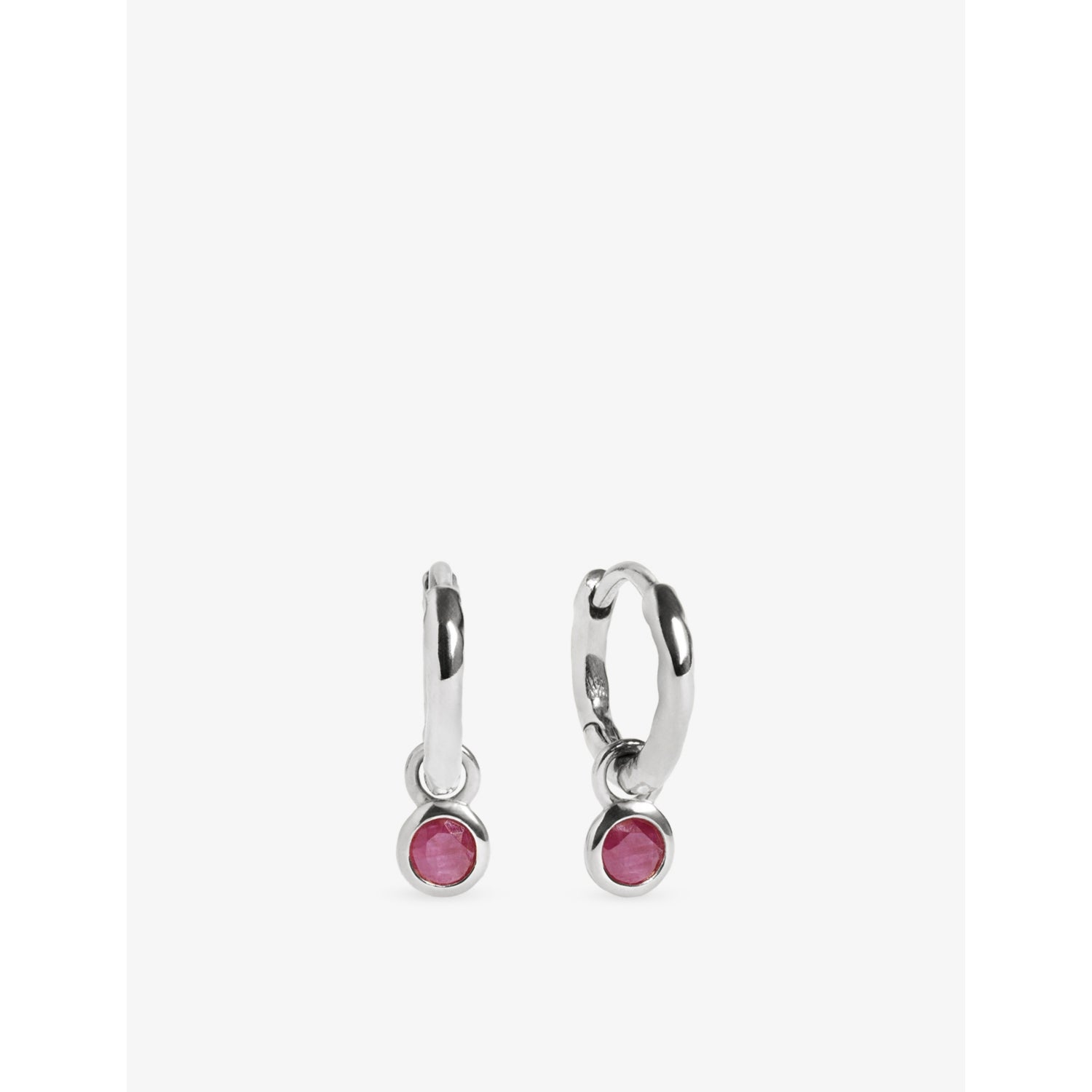 Monica Vinader ruby huggie earrings 9mm, imported from the UK