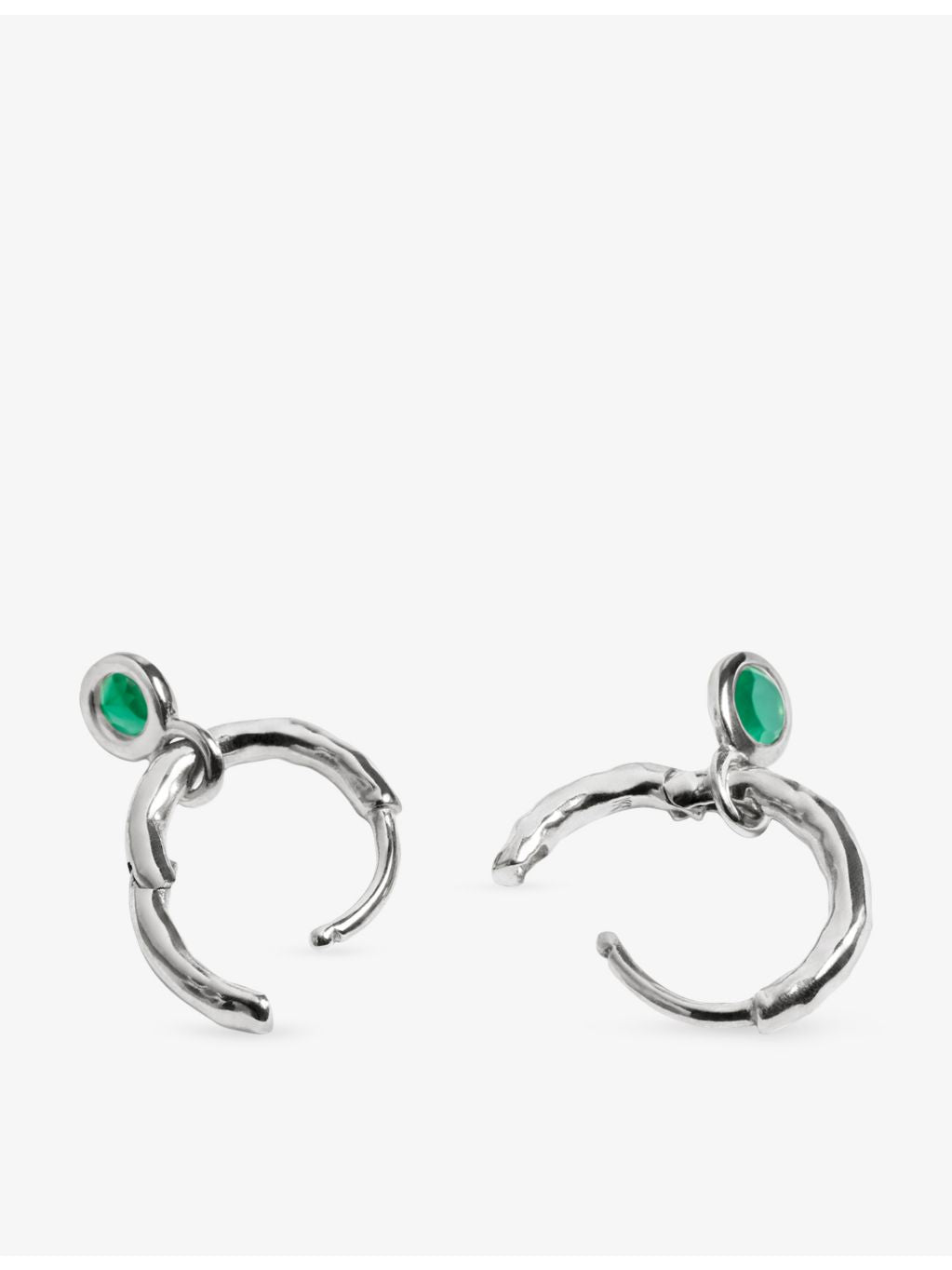 Monica Vinader green onyx huggie earrings, UK version